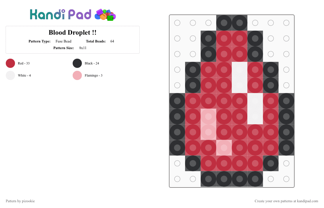 TW: Blood Droplet !! - Fuse Bead Pattern by pizookie on Kandi Pad - red,blood,medical,gore,emo,bloody,weirdcore,cutegore