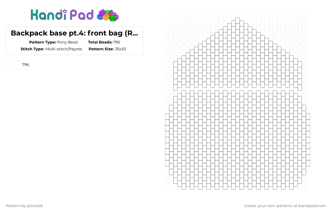Backpack base pt.4: front bag (READ THE DESC !!) - Pony Bead Pattern by pizookie on Kandi Pad - white,backpack,base,bag,panel,free to use,free to remix,remix