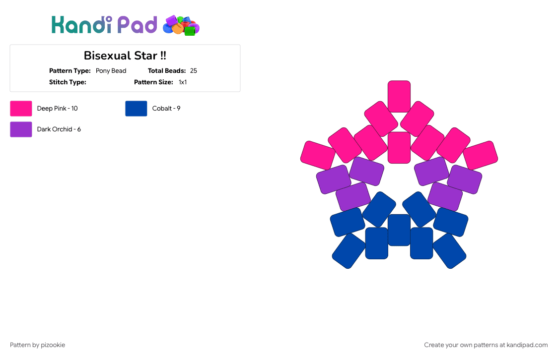Bisexual Star !! - Pony Bead Pattern by pizookie on Kandi Pad - 