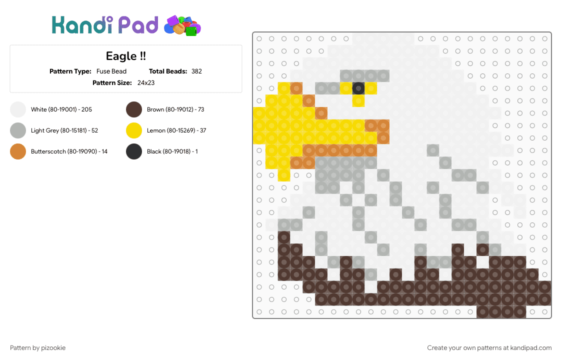 Eagle !! - Fuse Bead Pattern by pizookie on Kandi Pad - animal, animals, beige, bird, birds, brown, cotdeagles, white