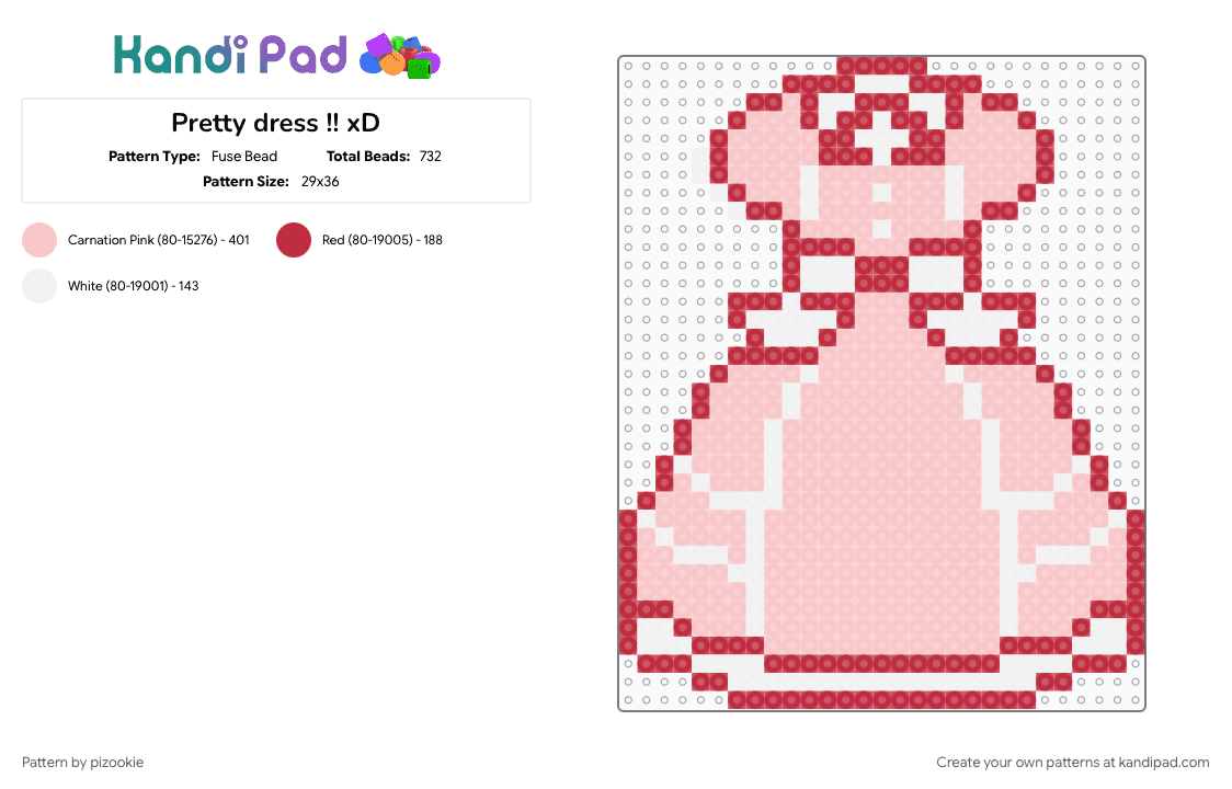 Pretty dress !! xD - Fuse Bead Pattern by pizookie on Kandi Pad - beige, clothes, cotdboutiques, cute, dress, fancy, fashion, kawaii, red