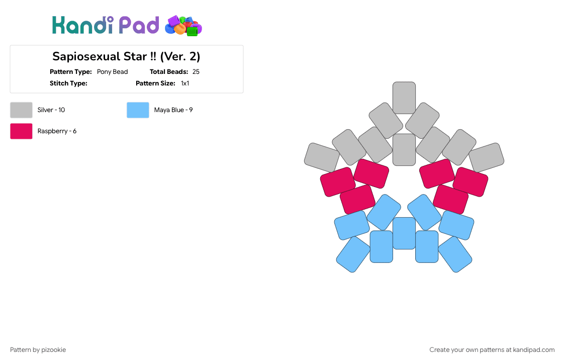 Sapiosexual Star !! (Ver. 2) - Pony Bead Pattern by pizookie on Kandi Pad - 