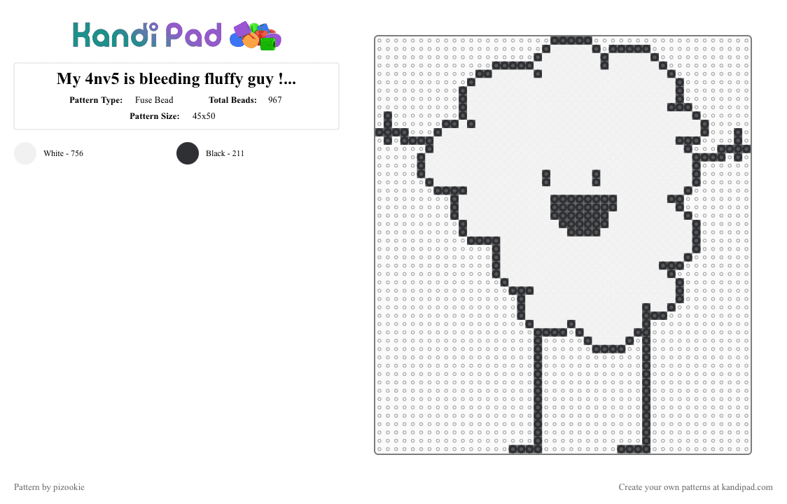 My 4nv5 is bleeding fluffy guy !! xP - Fuse Bead Pattern by pizookie on Kandi Pad - white,rejected,don hertzfeldt,cartoon,fluffy,memes,meme,black