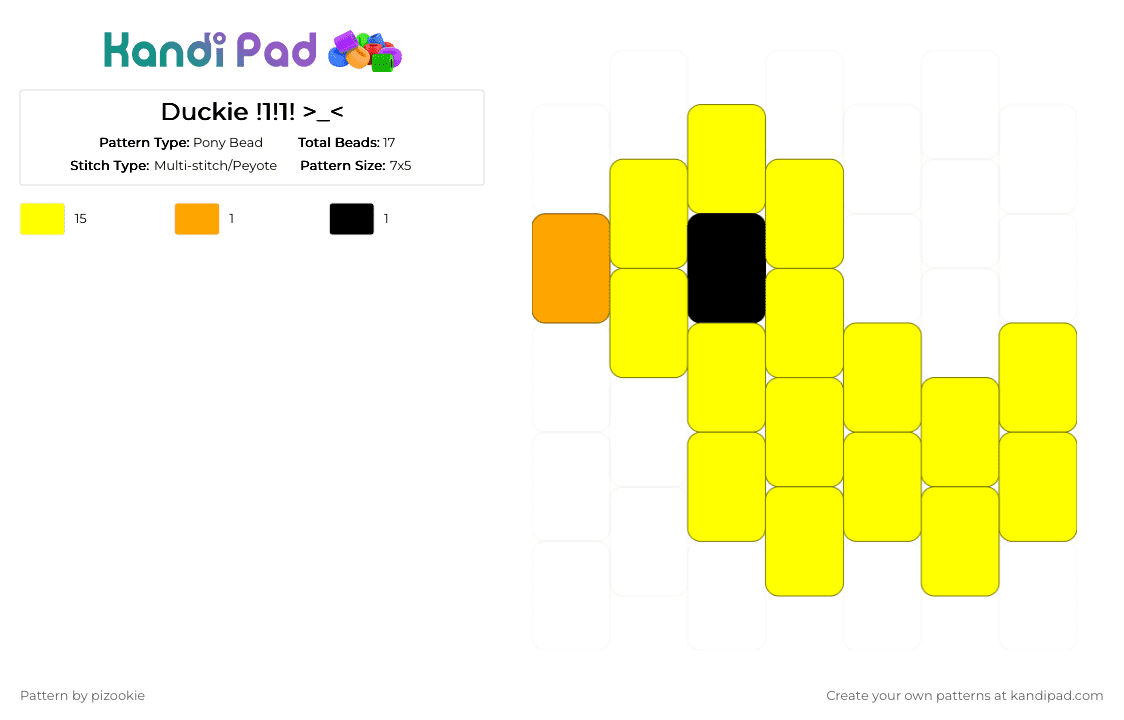Duckie !1!1! >_ - Pony Bead Pattern by pizookie on Kandi Pad - yellow,duck,bird,charm,peyote,easy,cute,beginner