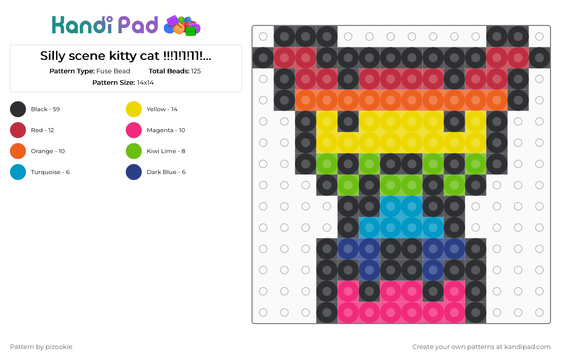 Scene Kitty Silly scene kitty cat !!!1!1!11!!1!!! x3 (small) Fuse Bead Pattern ...