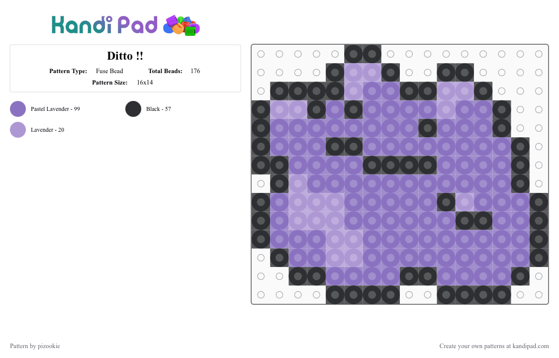 Ditto !! - Fuse Bead Pattern by pizookie on Kandi Pad - blue,ditto,pokemon,video games,nintendo,purple,cute,games,kawaii
