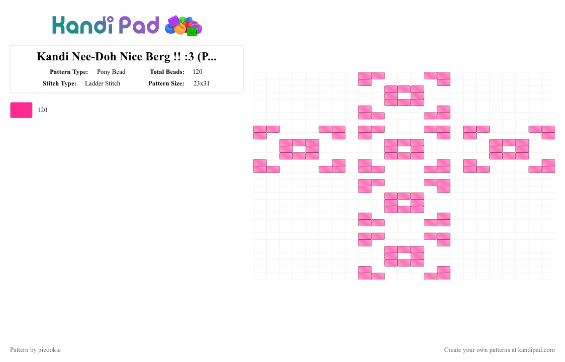Kandi Nee-Doh Nice Berg !! :3 (Pink) - Pony Bead Pattern by pizookie on Kandi Pad - pink,cotdsquishy,viral,clear,nice burg,nee doh,squishy,squishies