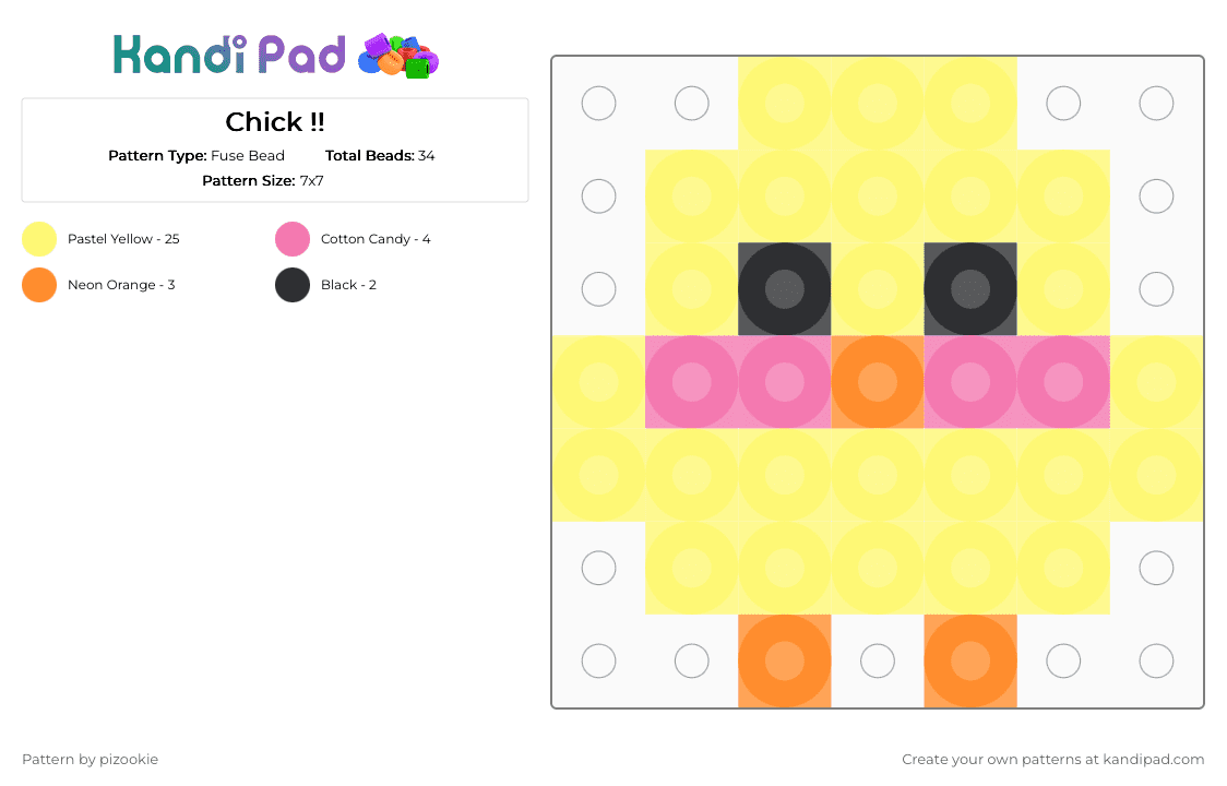Chick !! - Fuse Bead Pattern by pizookie on Kandi Pad - yellow,chick,cute,kawaii,charm,perler,easy,animal