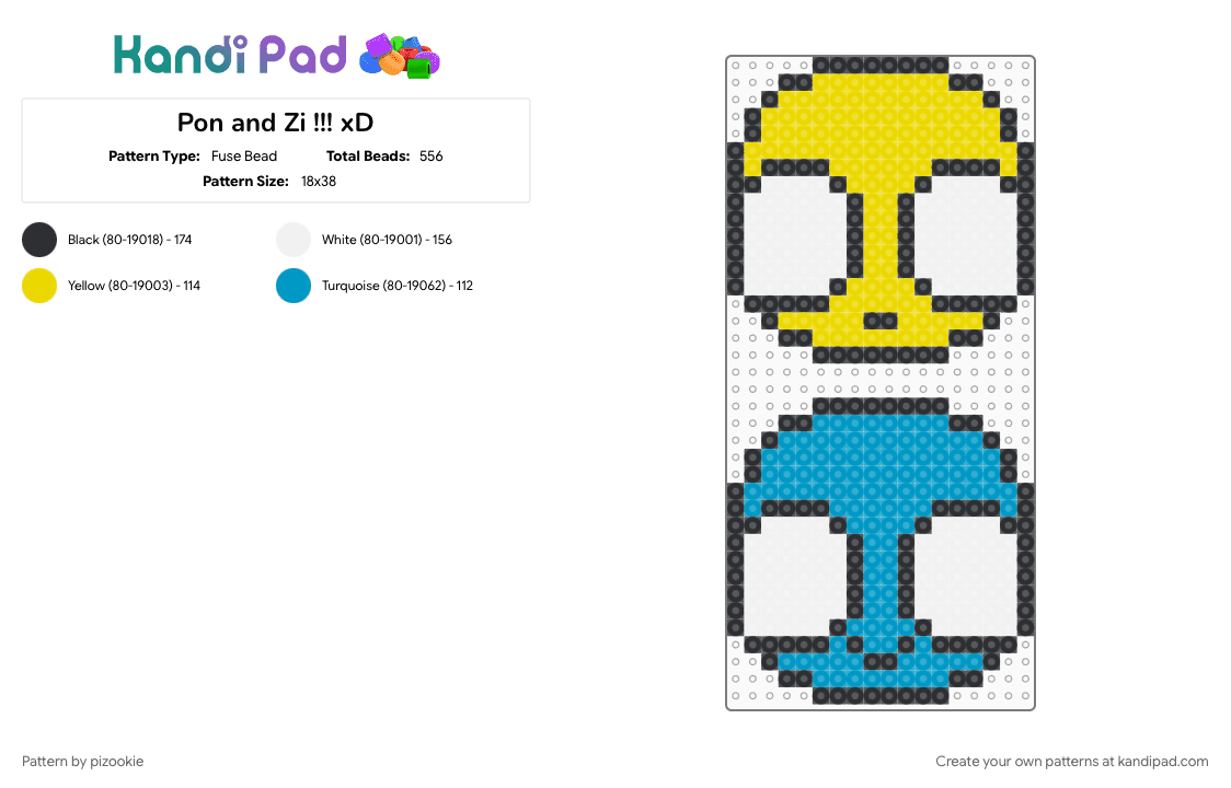 Pon and Zi !!! xD - Fuse Bead Pattern by pizookie on Kandi Pad - 2000s, emo, light blue, myspace, scene, scene kid, scenecore, webcomic, webcomics, yellow