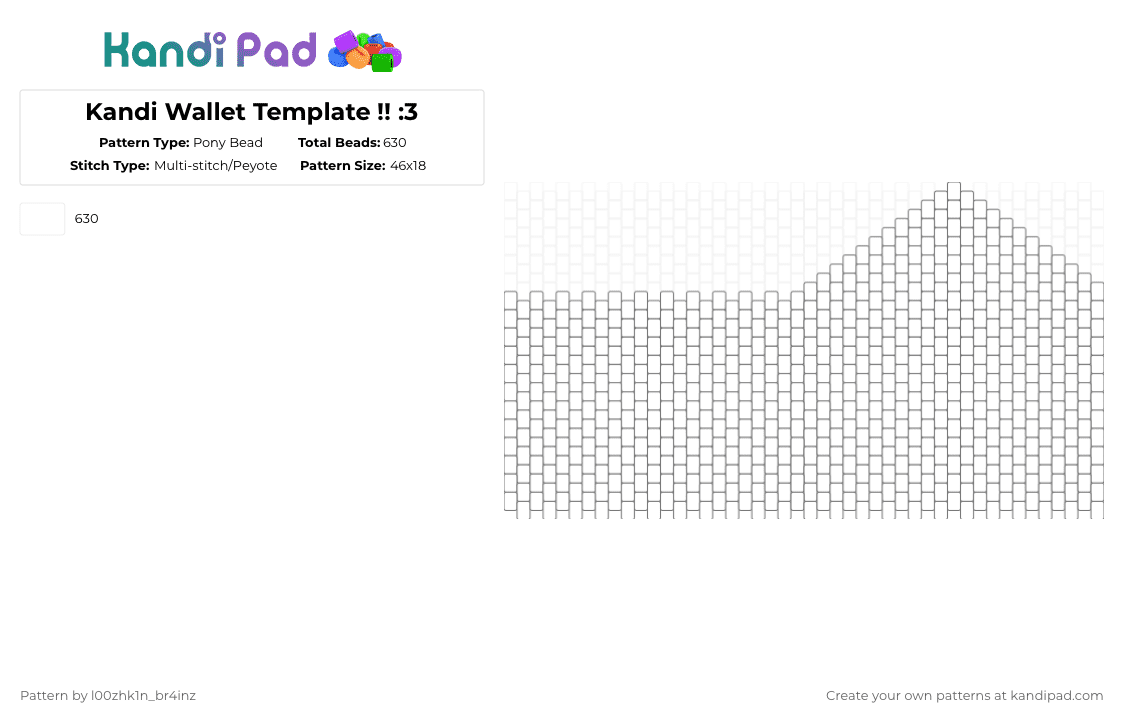 Kandi Wallet Template !! :3 - Pony Bead Pattern by pizookie on Kandi Pad - blank, emo, scene, scene kid, scenecore, scenemo, template, wallet, white