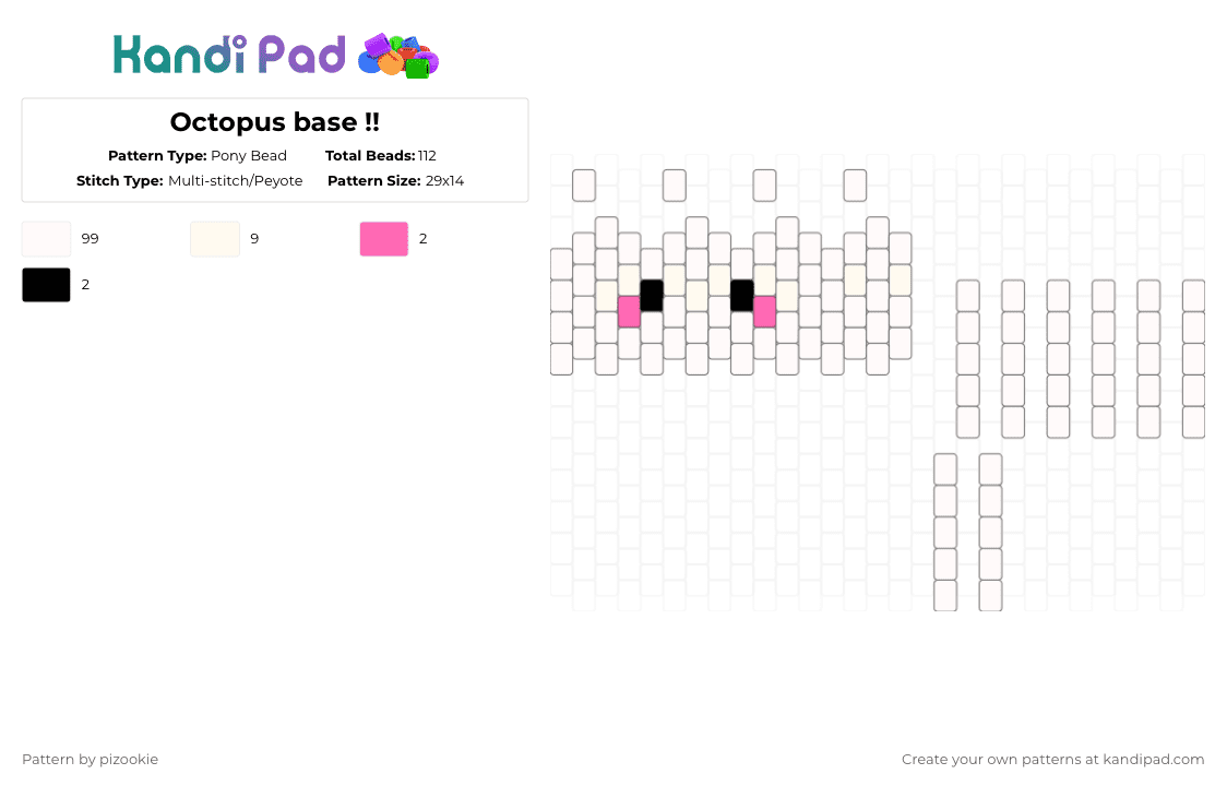 Octopus base !! - Pony Bead Pattern by pizookie on Kandi Pad - white,octopus,base,multistitch