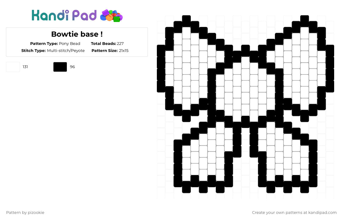 Bowtie base ! - Pony Bead Pattern by pizookie on Kandi Pad - black,white,cotdribbons,bowtie,bow,base,free to use,free to remix,remix