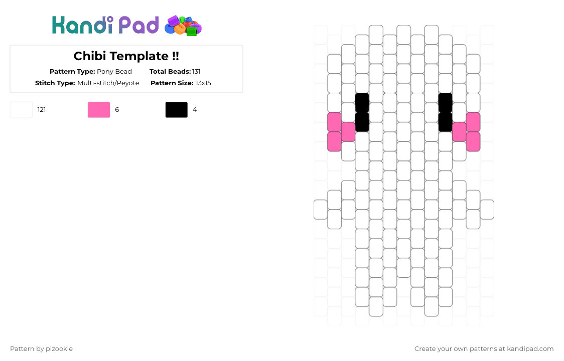 Chibi Template !! - Pony Bead Pattern by pizookie on Kandi Pad - white,chibi,peyote,kawaii,cute,free to use,free to remix,remix,base