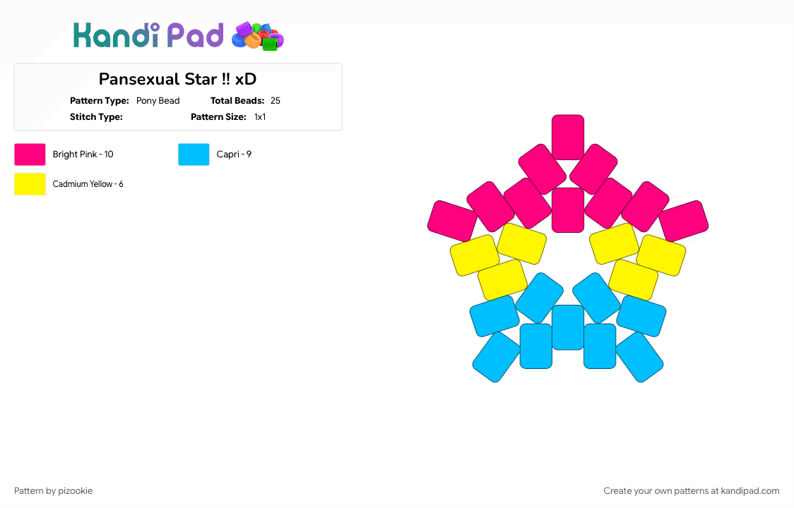 Pansexual Star !! xD - Pony Bead Pattern by pizookie on Kandi Pad - 