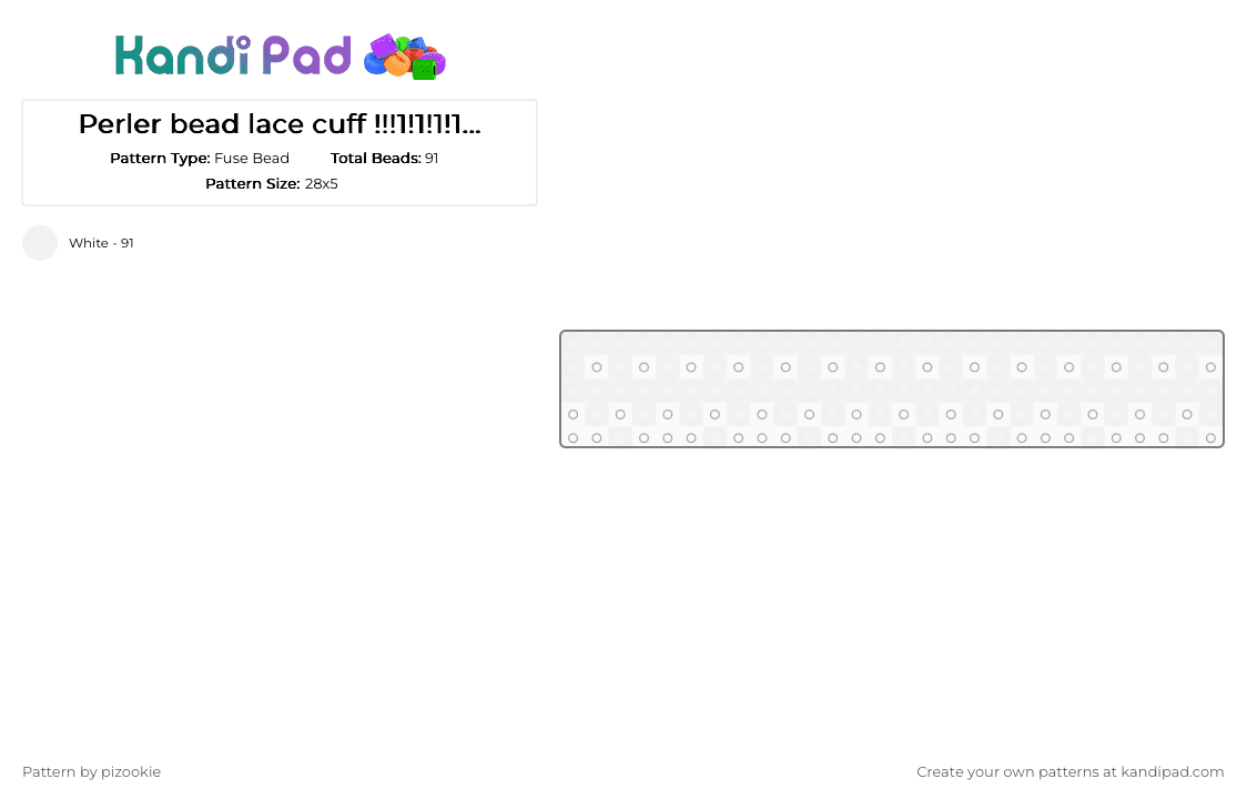 Perler bead lace cuff !!!1!1!1!1!! :3 - Fuse Bead Pattern by pizookie on Kandi Pad - cotdlace, cute, cutecore, fuse bead, kawaii, lace, perler, white