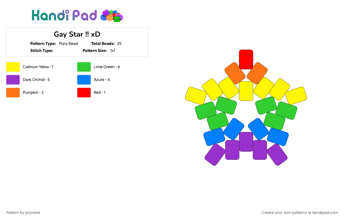 Gay Star !! xD - Pony Bead Pattern by pizookie on Kandi Pad - 