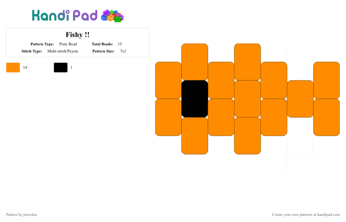 Fishy !! - Pony Bead Pattern by pizookie on Kandi Pad - orange,fish,peyote,cute,ocean,goldfish,aquarium,underwater
