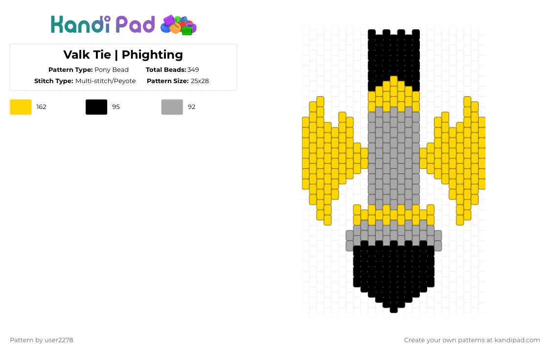 Valk Tie | Phighting - Pony Bead Pattern by user2278 on Kandi Pad - yellow,beige