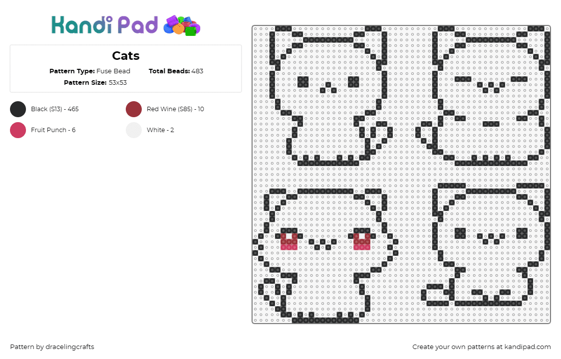 Cats - Fuse Bead Pattern by dracelingcrafts on Kandi Pad - cats,kittens,animal,cute,adorable,cat lovers,touch of whimsy,creativity enhancer