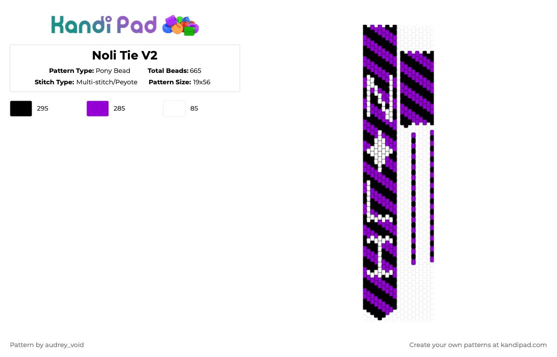 Noli Tie V2 - Pony Bead Pattern by audrey_void on Kandi Pad - purple