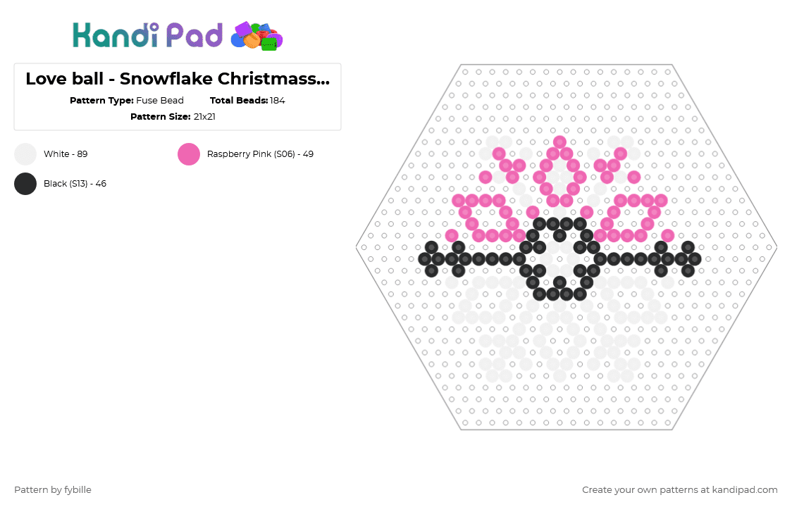 Pokémon - Love ball - Snowflake Christmass Ornament - Fuse Bead Pattern by fybille on Kandi Pad - pink,white,ornament,christmass,pokemon,snowflake