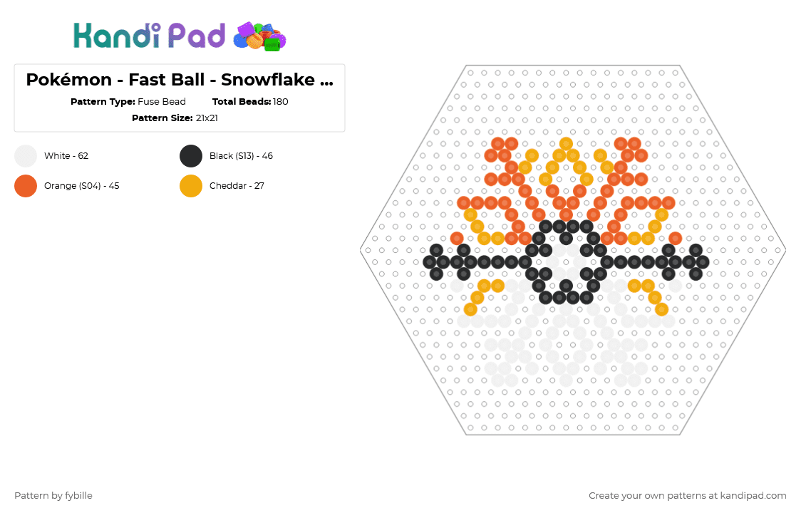Pokémon - Fast Ball - Snowflake Christmass Ornament - Fuse Bead Pattern by fybille on Kandi Pad - orange,white,pokemon,snowflake,christmass,ornament