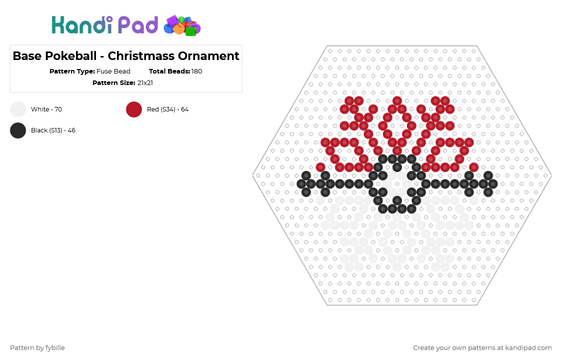 Pokémon - Base Pokeball - Snowflake Christmass Ornament - Fuse Bead Pattern by fybille on Kandi Pad - red,white,ornaments,christmass,snowflake,pokemon