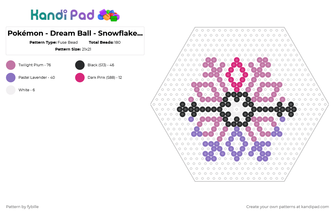 Pokémon - Dream Ball - Snowflake Christmass Ornament - Fuse Bead Pattern by fybille on Kandi Pad - pink,blue,pokemon,snowflake,ornament