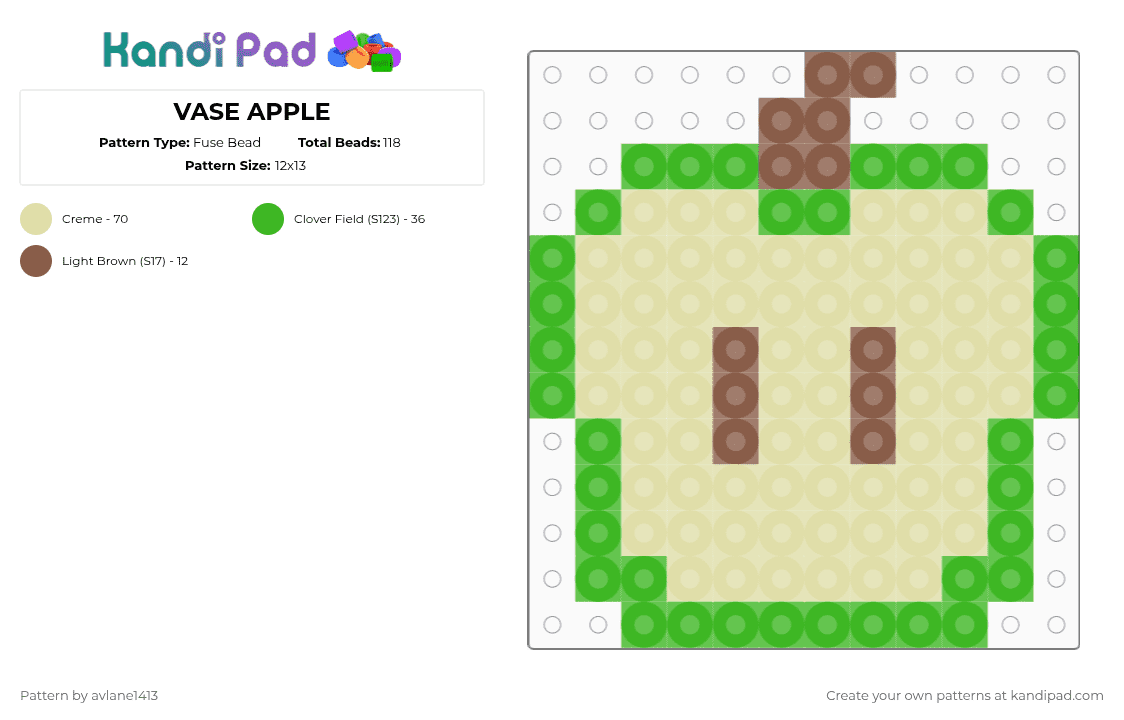 VASE APPLE - Fuse Bead Pattern by avlane1413 on Kandi Pad - yellow