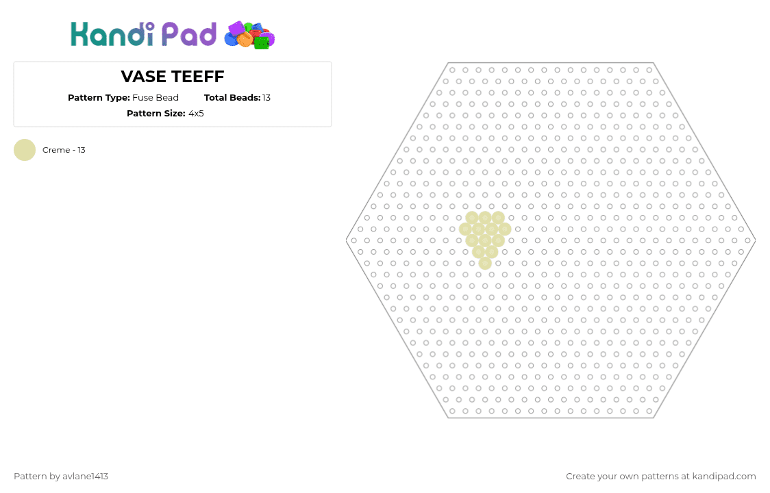 VASE TEEFF - Fuse Bead Pattern by avlane1413 on Kandi Pad - yellow