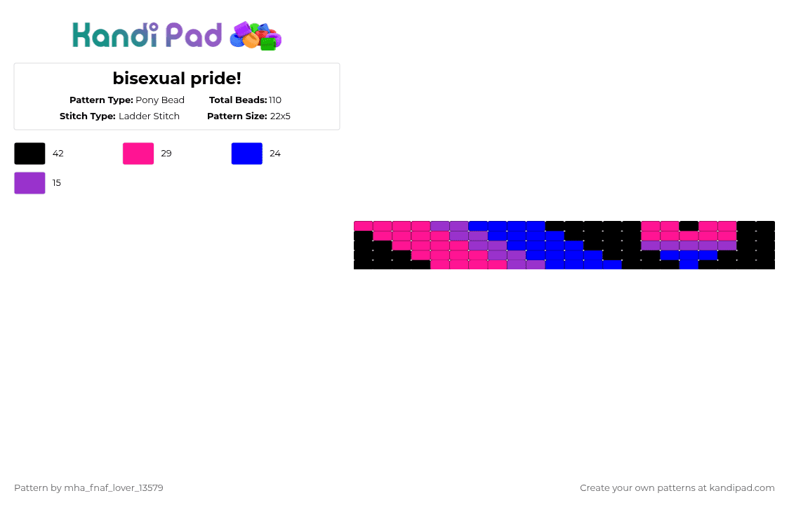 bisexual pride! - Pony Bead Pattern by deleted_user_667422 on Kandi Pad - pink,purple