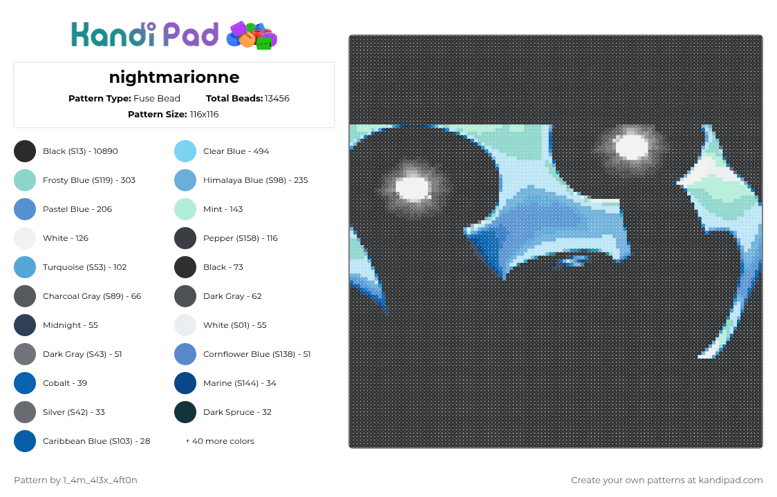 nightmarionne - Fuse Bead Pattern by deleted_user_667422 on Kandi Pad - black,light blue