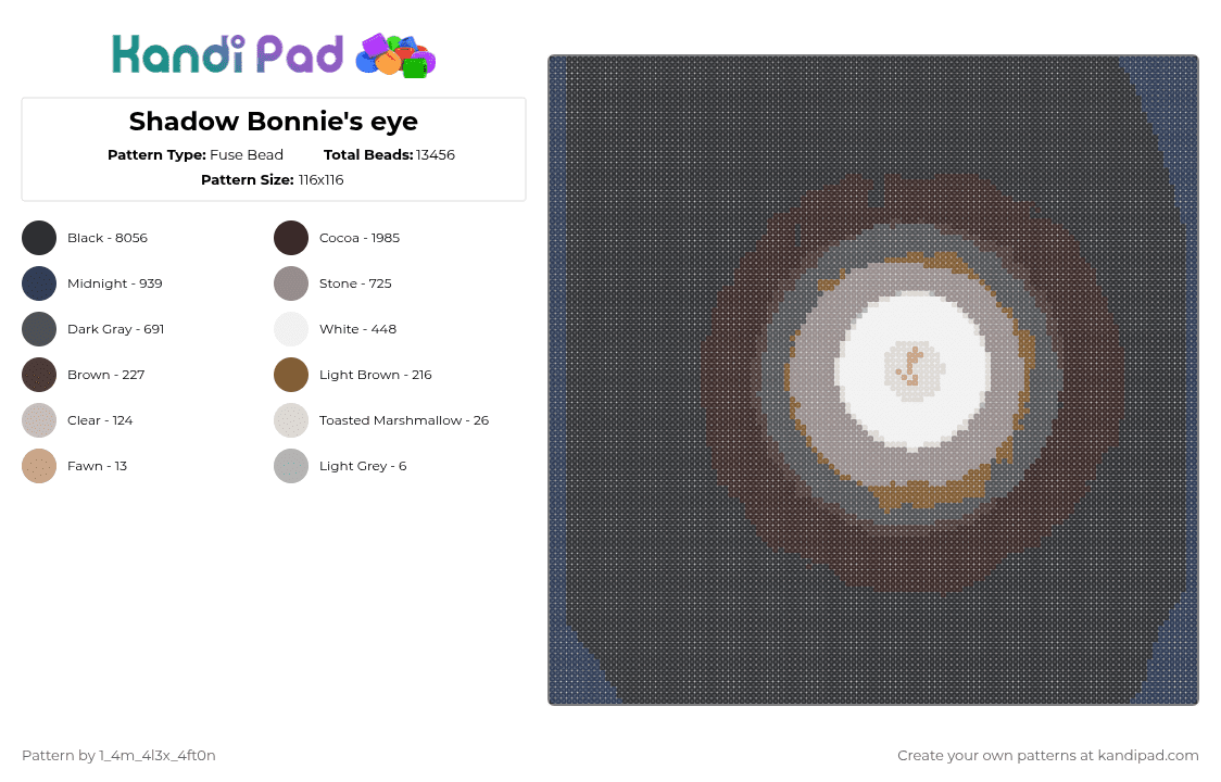 Shadow Bonnie\'s eye - Fuse Bead Pattern by deleted_user_667422 on Kandi Pad - black,purple,brown,gray
