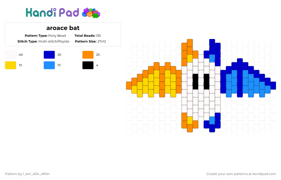 aroace bat - Pony Bead Pattern by deleted_user_667422 on Kandi Pad - purple,orange
