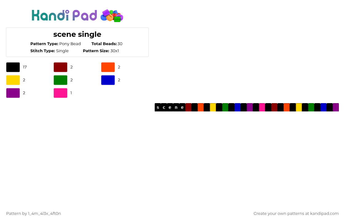 scene single - Pony Bead Pattern by deleted_user_667422 on Kandi Pad - black,red,pink