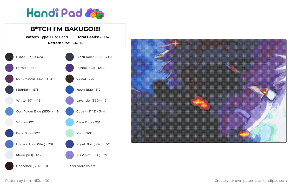B*TCH I\'M BAKUGO!!!! - Fuse Bead Pattern by deleted_user_667422 on Kandi Pad - 