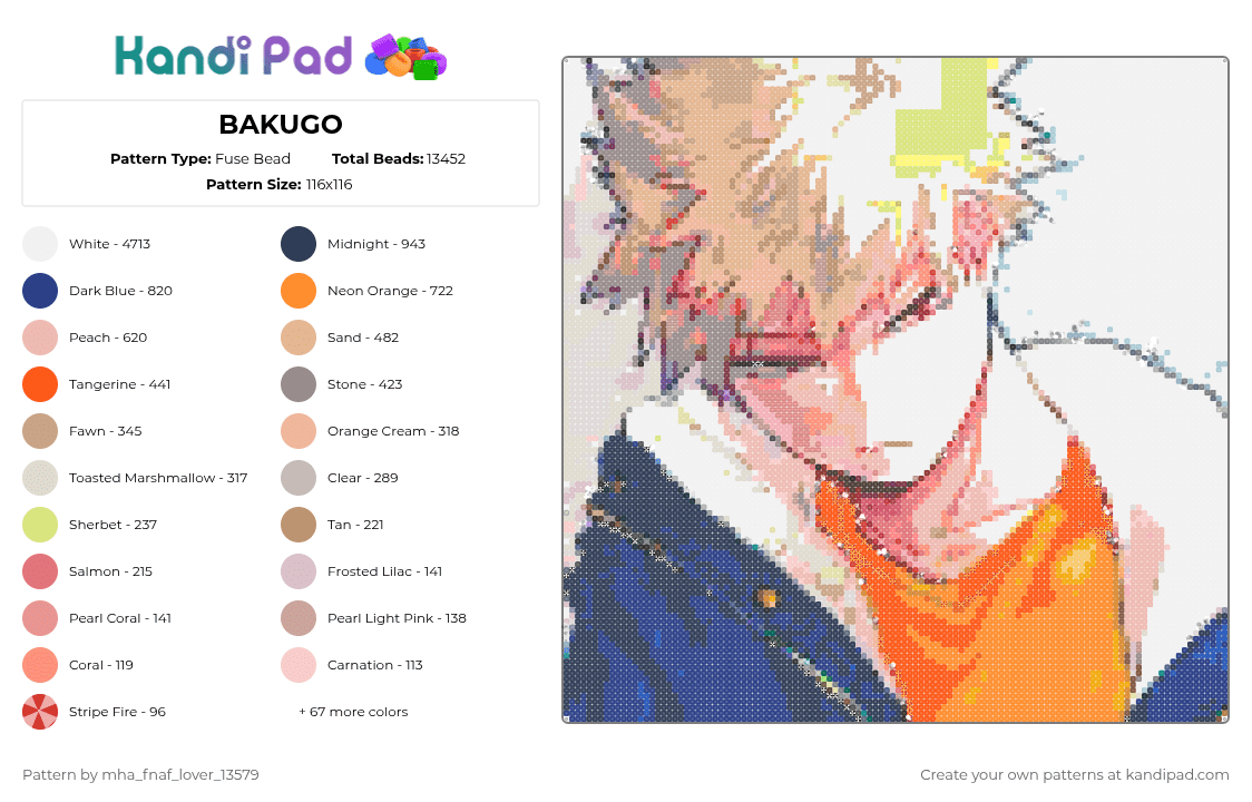 BAKUGO CAN BE CALM - Fuse Bead Pattern by deleted_user_667422 on Kandi Pad - white,beige,purple,orange,colorful