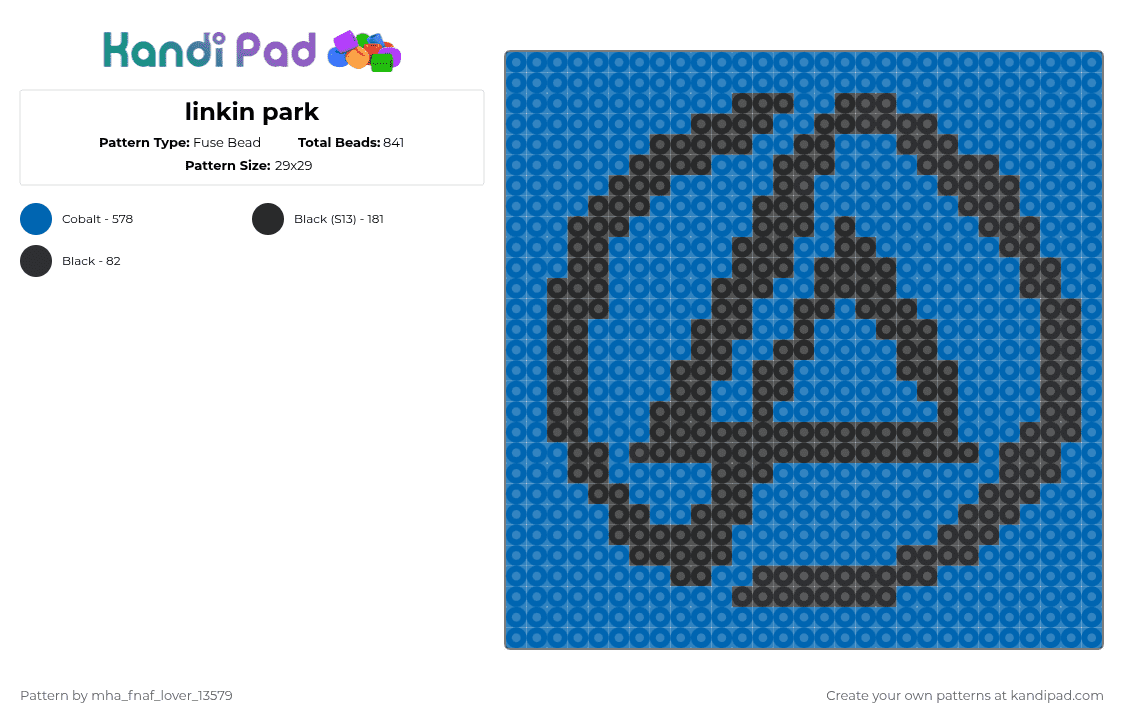 linkin park - Fuse Bead Pattern by deleted_user_667422 on Kandi Pad - black,blue