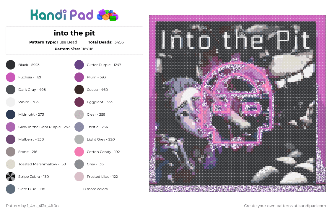 into the pit - Fuse Bead Pattern by deleted_user_667422 on Kandi Pad - black,pink,gray,purple