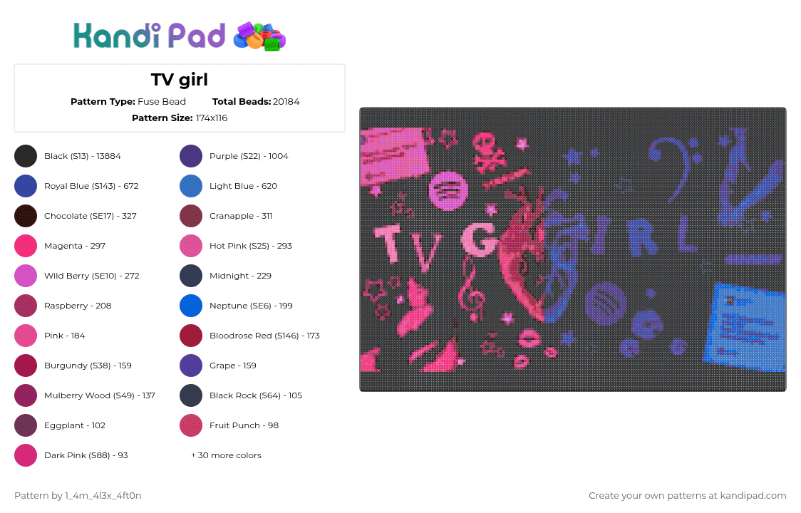TV girl - Fuse Bead Pattern by deleted_user_667422 on Kandi Pad - 
