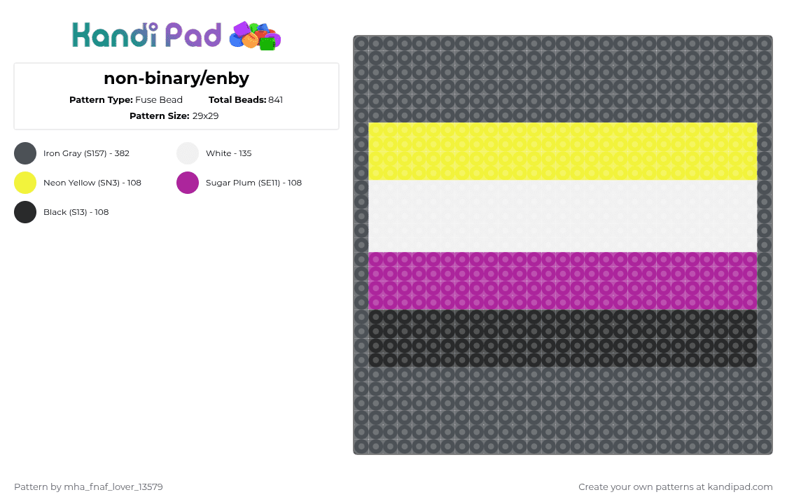 non-binary/enby - Fuse Bead Pattern by deleted_user_667422 on Kandi Pad - purple