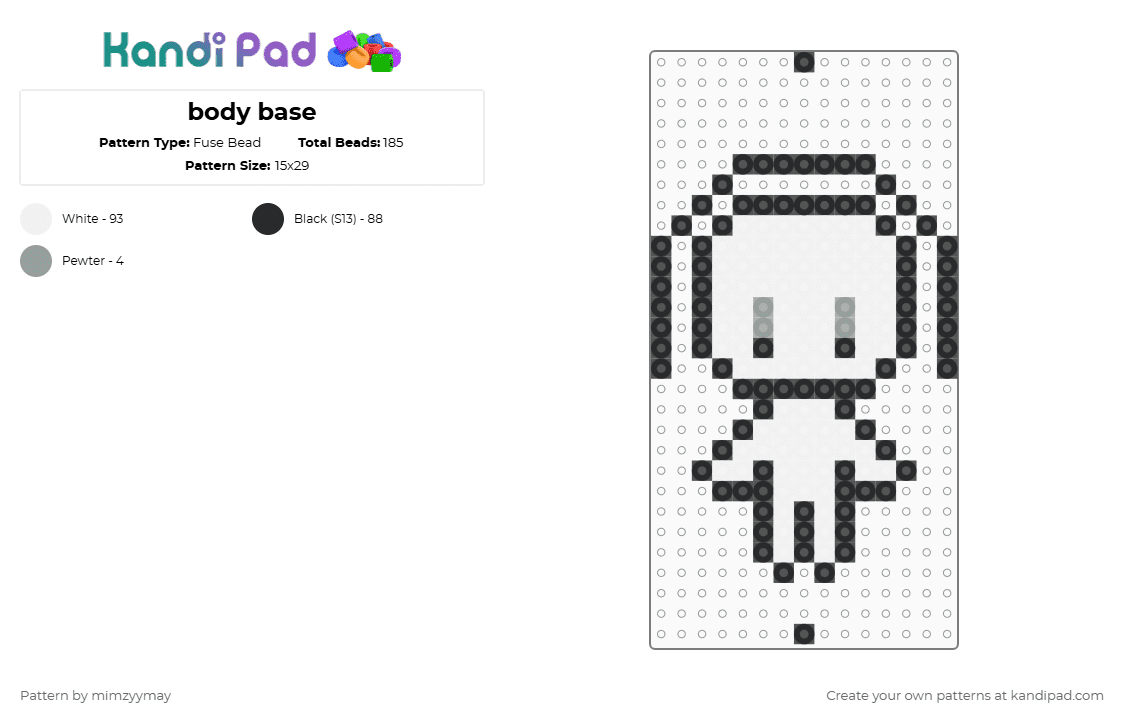 body base - Fuse Bead Pattern by mimzyymay on Kandi Pad - white