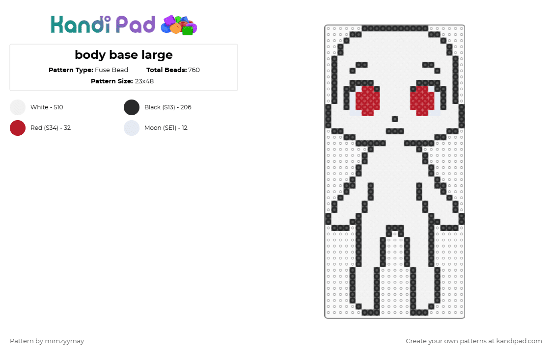 body base large - Fuse Bead Pattern by mimzyymay on Kandi Pad - white