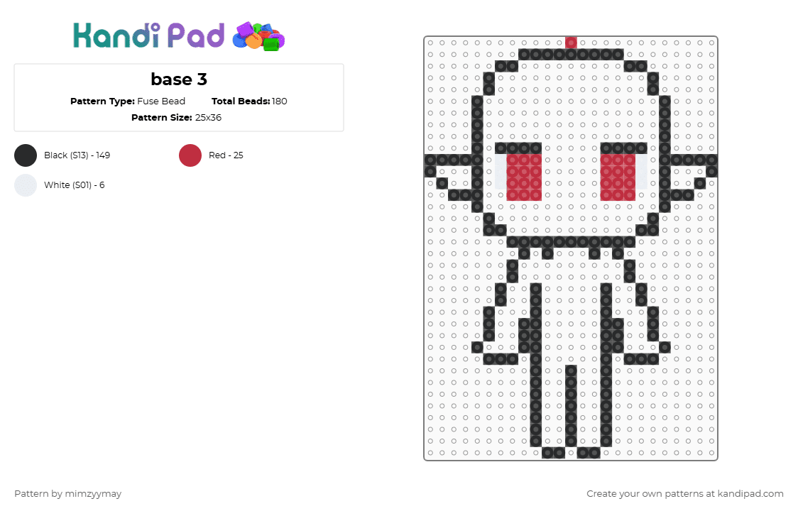 base 3 - Fuse Bead Pattern by mimzyymay on Kandi Pad - black, red