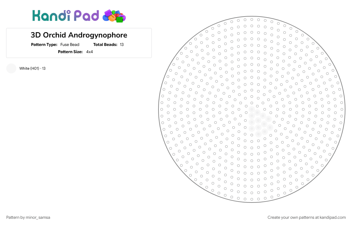 3D Orchid Androgynophore - Fuse Bead Pattern by minor_samsa on Kandi Pad - 