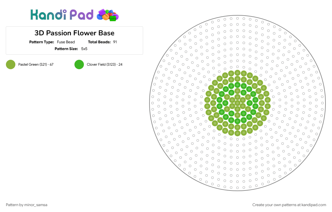 3D Passion Flower Base - Fuse Bead Pattern by minor_samsa on Kandi Pad - 