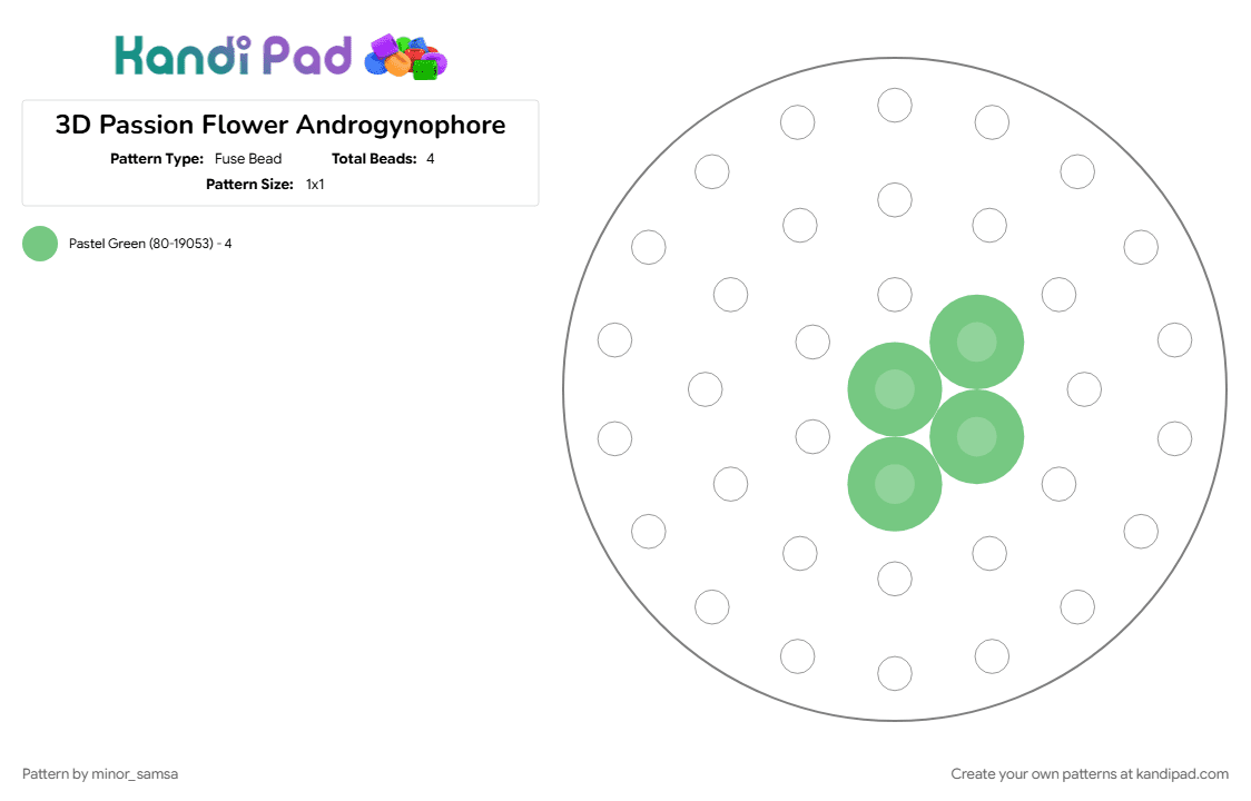 3D Passion Flower Androgynophore - Fuse Bead Pattern by minor_samsa on Kandi Pad - 