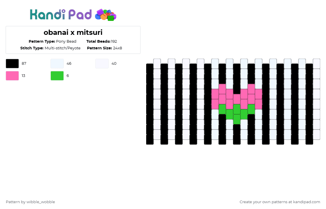 obanai x mitsuri - Pony Bead Pattern by wibble_wobble on Kandi Pad - white,pink,green
