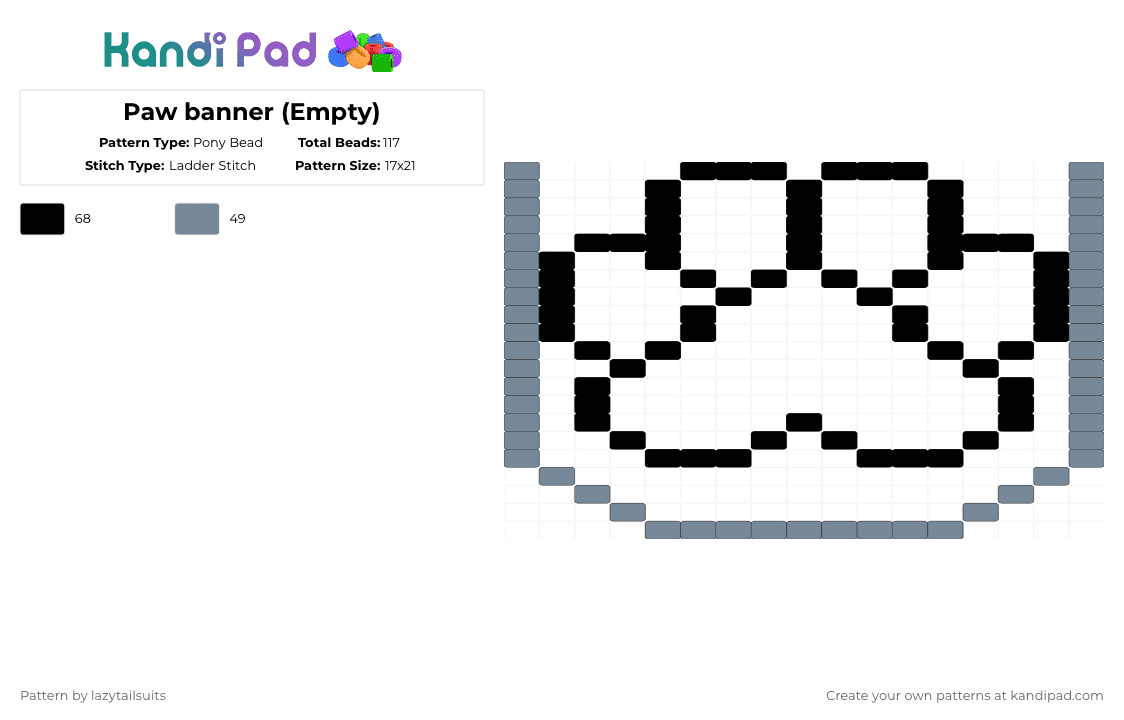 Paw banner (Empty) Pony Bead Pattern - Kandi Pad | Kandi Patterns, Fuse ...