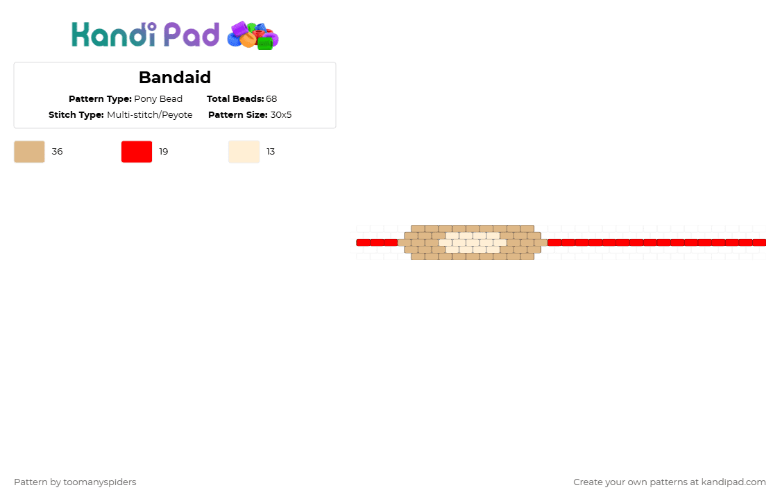 Bandaid - Pony Bead Pattern by toomanyspiders on Kandi Pad - beige,red